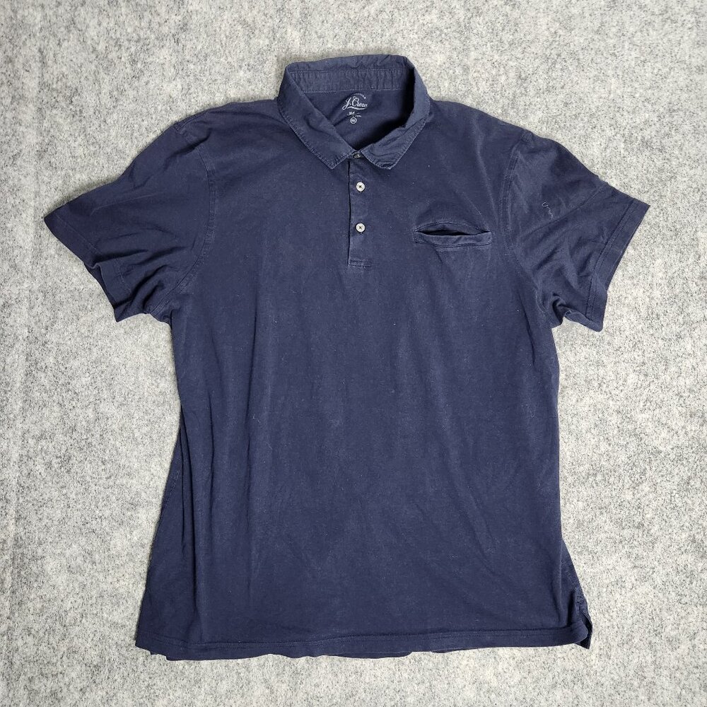 J Crew Polo‎ Golf Shirt Men XXL Solid Navy 100 Pima Cotton Short Sleeve Pullover